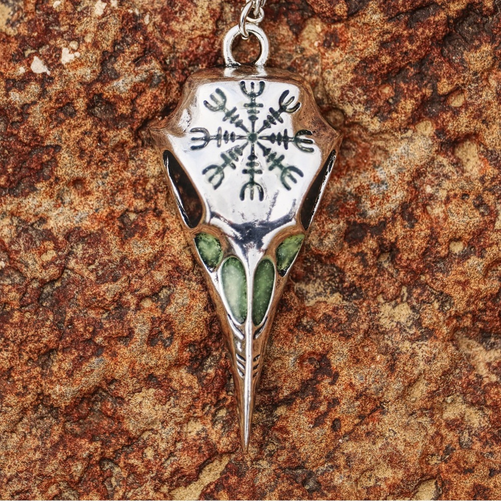 Handcrafted Bird Skull Glow in the Dark Pendant
